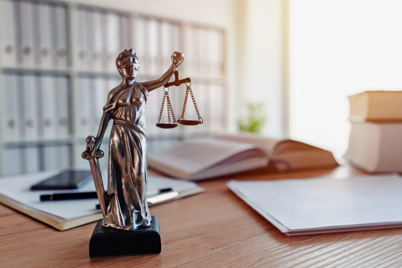 Lady Justice Statue In Law Firm Office