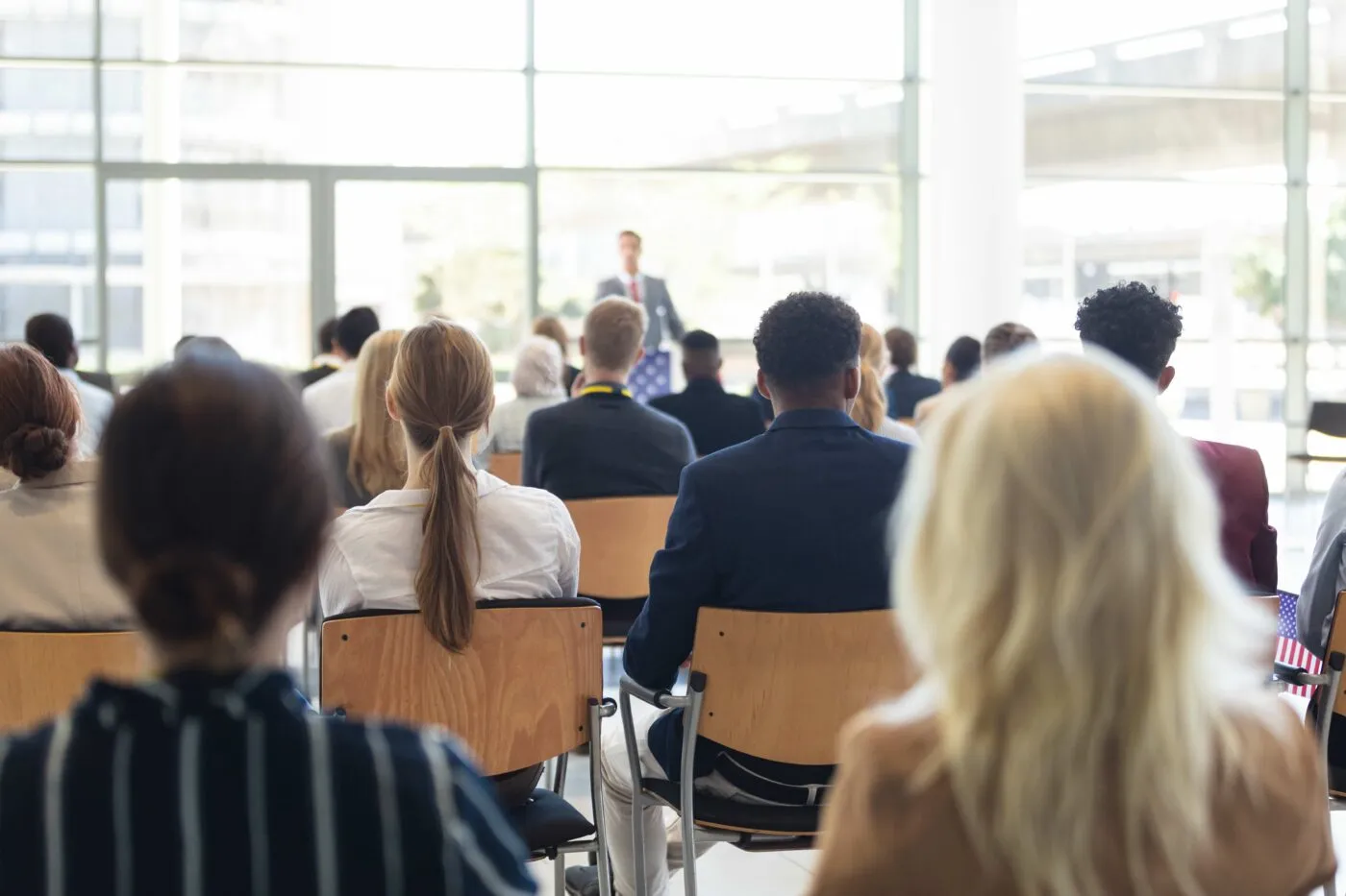 Businessman Doing Speech In Conference Room