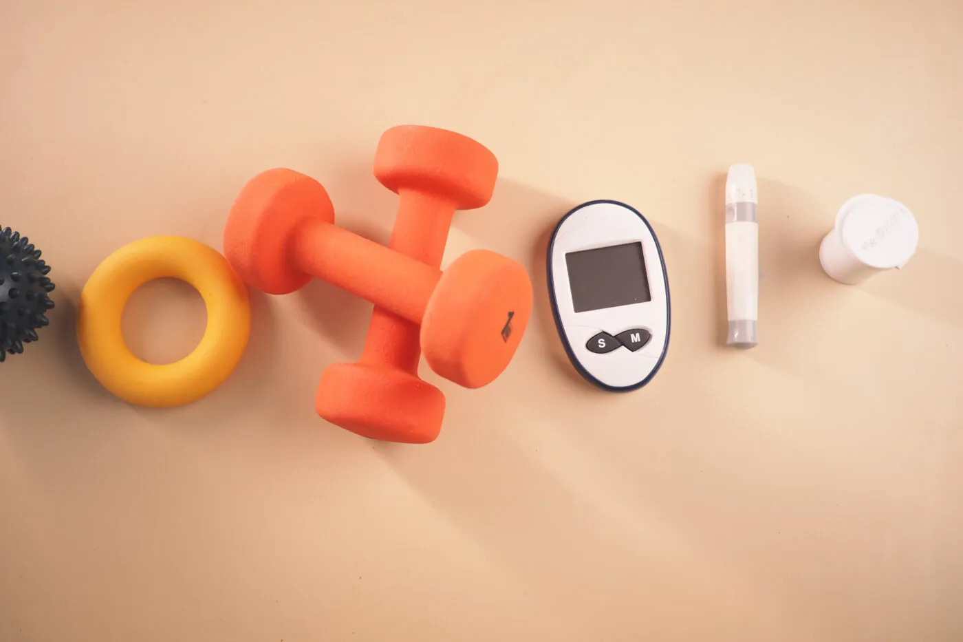 Fitness Tools And Health Devices On Neutral Background